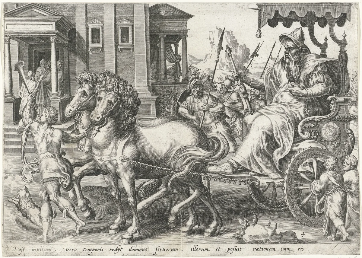 Terugkeer van de heer by Harmen Jansz Muller, print, 1565-1572