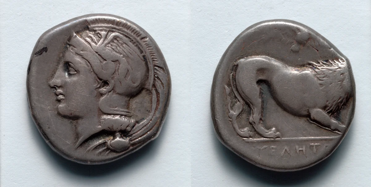Stater: Head of Athena (obverse); Lion (reverse) by Unknown, metalwork, -345--329