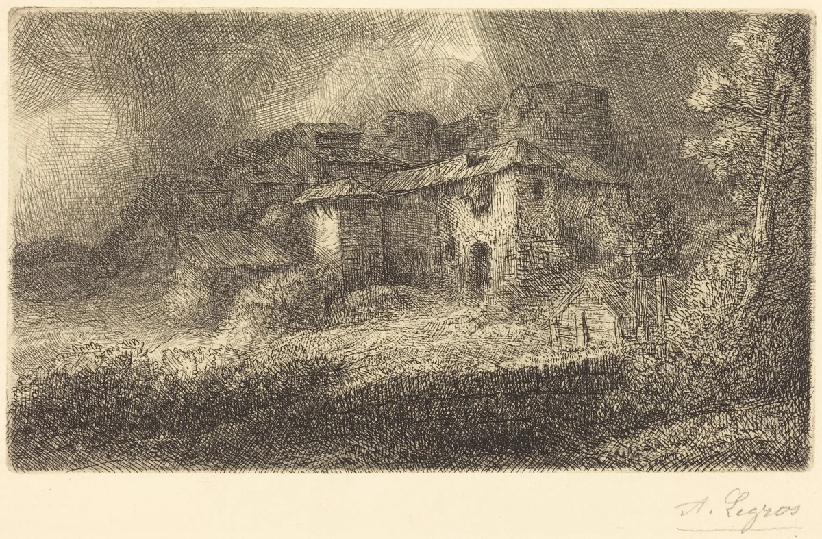 Ruins of a Chateau (Les ruins du chateau) by Alphonse Legros, print, 1837-1911