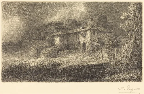 Ruins of a Chateau (Les ruins du chateau) by Alphonse Legros, print, 1837-1911