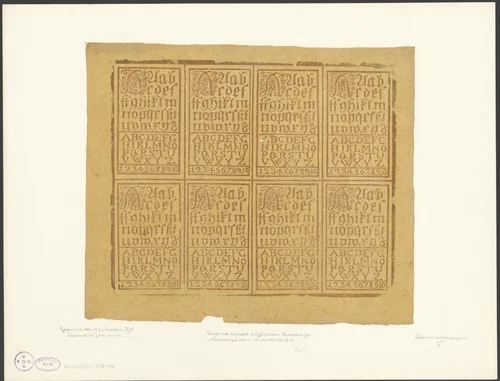 Blad met een patroon van letters en cijfers by anonymous, other, 1750