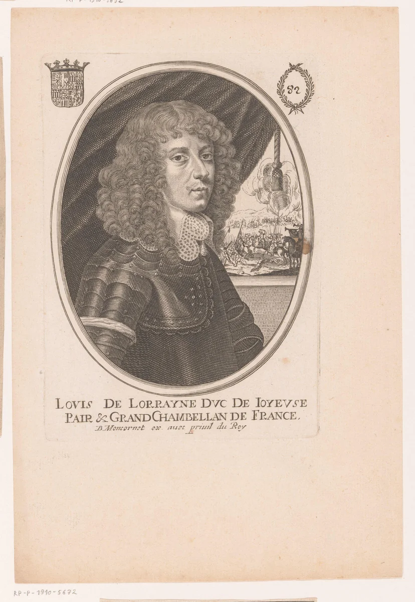 Portret van Louis de Lorraine, hertog van Joyeuse by anonymous, print, 1657