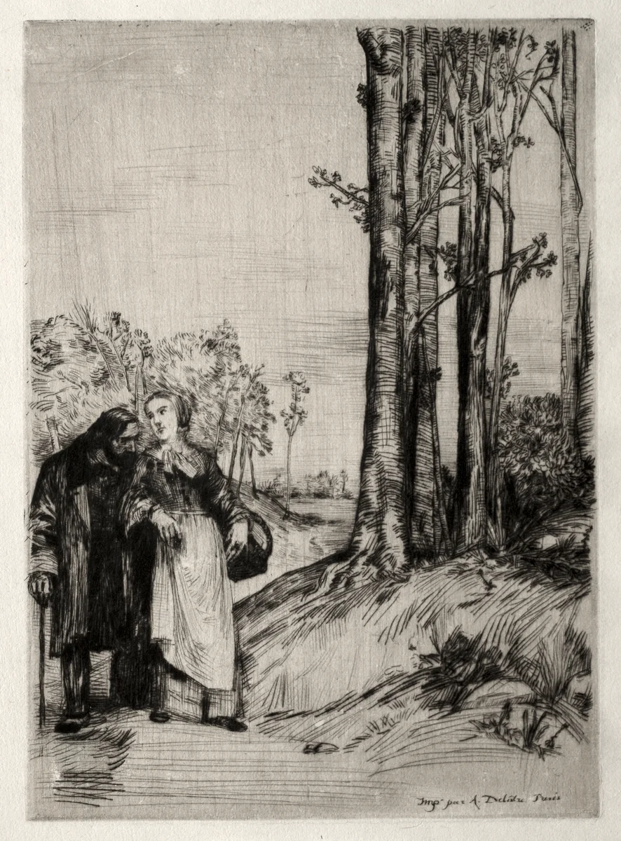 Le Promenade du convalescent by Alphonse Legros, print, 1856-1866