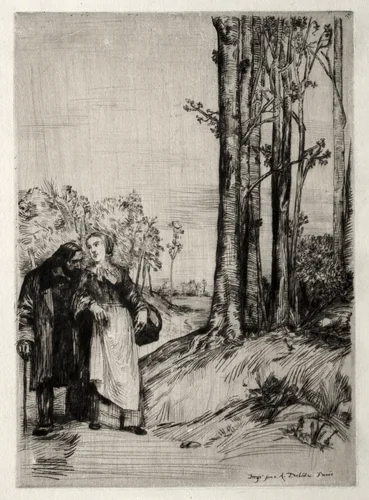 Le Promenade du convalescent by Alphonse Legros, print, 1856-1866