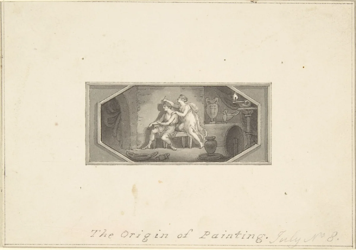 The Origin of Painting by Edward Francis Burney, drawing, 1790-1800
