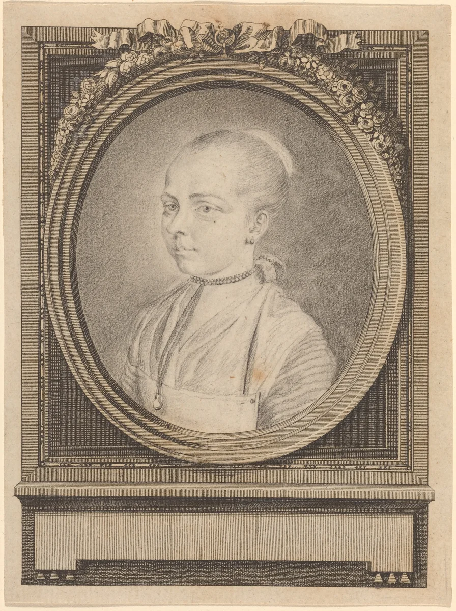 Portrait of a Girl by Adrian Zingg, drawing, 1734-1816
