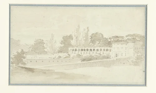 Gezicht bij het Casino Borghese by Etienne de Lavallée-Poussin, drawing, 1762-1777