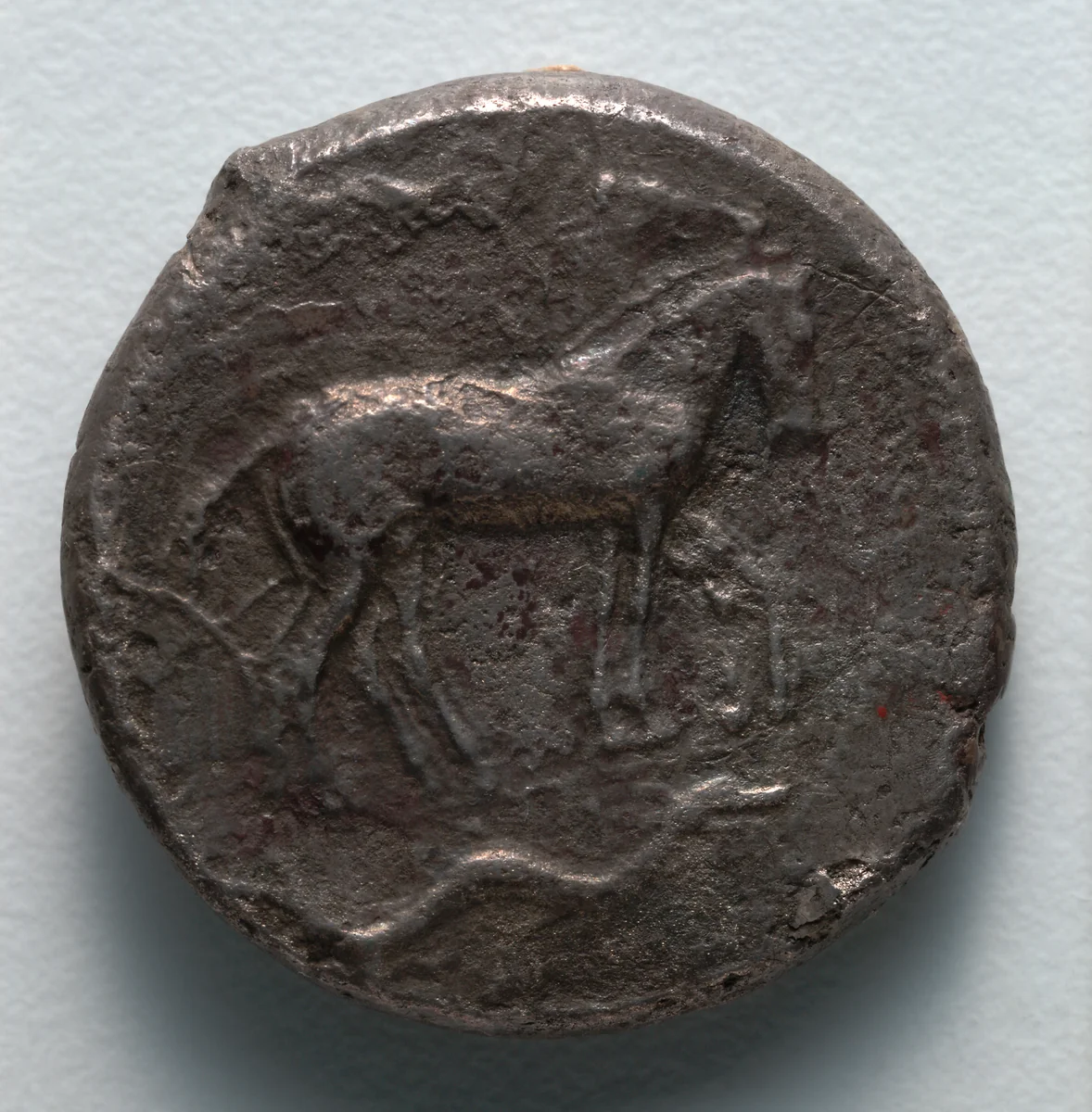 Tetradrachm: Quadriga, Nike, Ketos (obverse) by Unknown, metalwork, -472--435