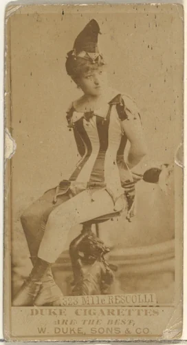 Card Number 323, Mlle. Rescolli, from the Actors and Actresses series (N145-7) issued by Duke Sons & Co. to promote Duke Cigarettes by W. Duke, Sons & Co., photograph, 1880-1889