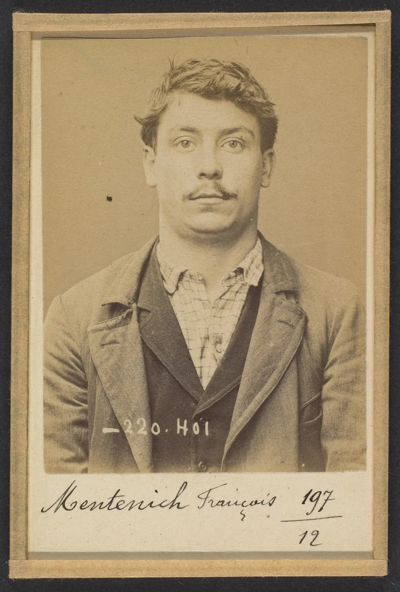 Mentenich. François, Joseph. 22 ans, né le 3/10/71 à Paris XIIe. Ébéniste. Anarchiste. 2/7/94. by Alphonse Bertillon, photograph, 1894