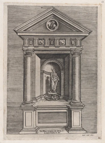 Temple-Altar of Jove, as a Youth, from "Speculum Romanae Magnificentiae" by Marcantonio Raimondi, print, 1540-1580