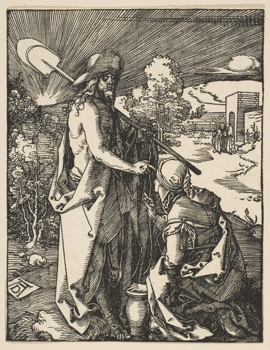Christ Appearing to Mary Magdalen, from "The Small Passion" by Albrecht Dürer, print, 1510