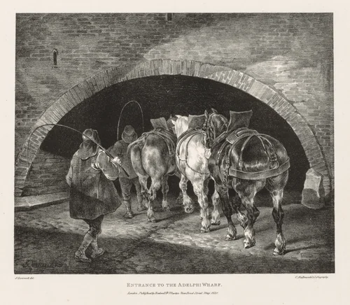 Various Subjects Drawn from Life and on Stone: Entrance to Adelphi Wharf by Théodore Géricault, print, 1821