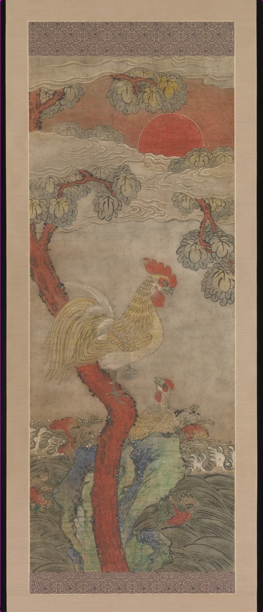 Golden Rooster and Hen by Unidentified Artist, painting, 1800-1899