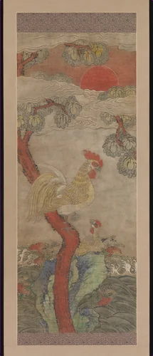 Golden Rooster and Hen by Unidentified Artist, painting, 1800-1899