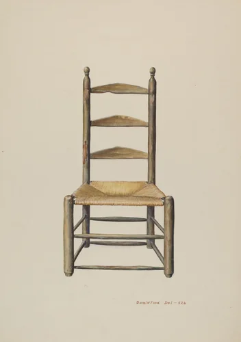 Pennsylvania Ladder Back Chair by Samuel W. Ford, index of american design, 1935-1942