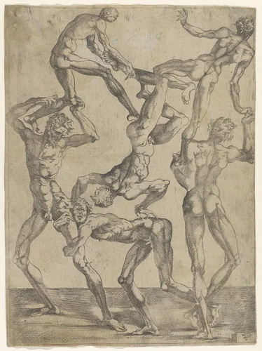 Pyramid of Men by Juste de Juste, print, 1540-1550