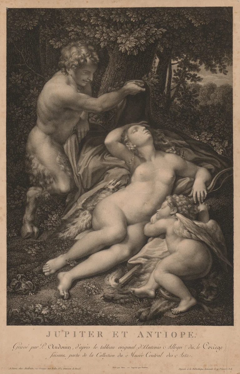 Jupiter and Antiope by Pierre Audouin, print, 1788-1822