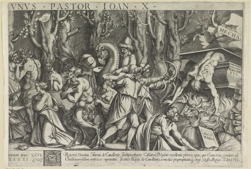 Allegorie op de overwinning van het Christelijke geloof (rechterdeel) by Unknown, print, 1581