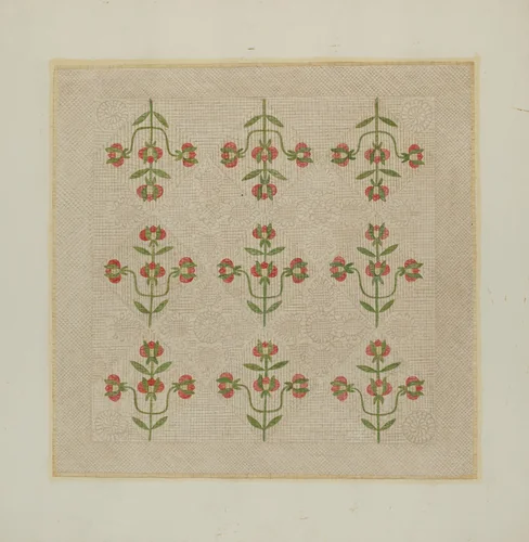 Quilt - Tulip Pattern by Fred Hassebrock, index of american design, 1939