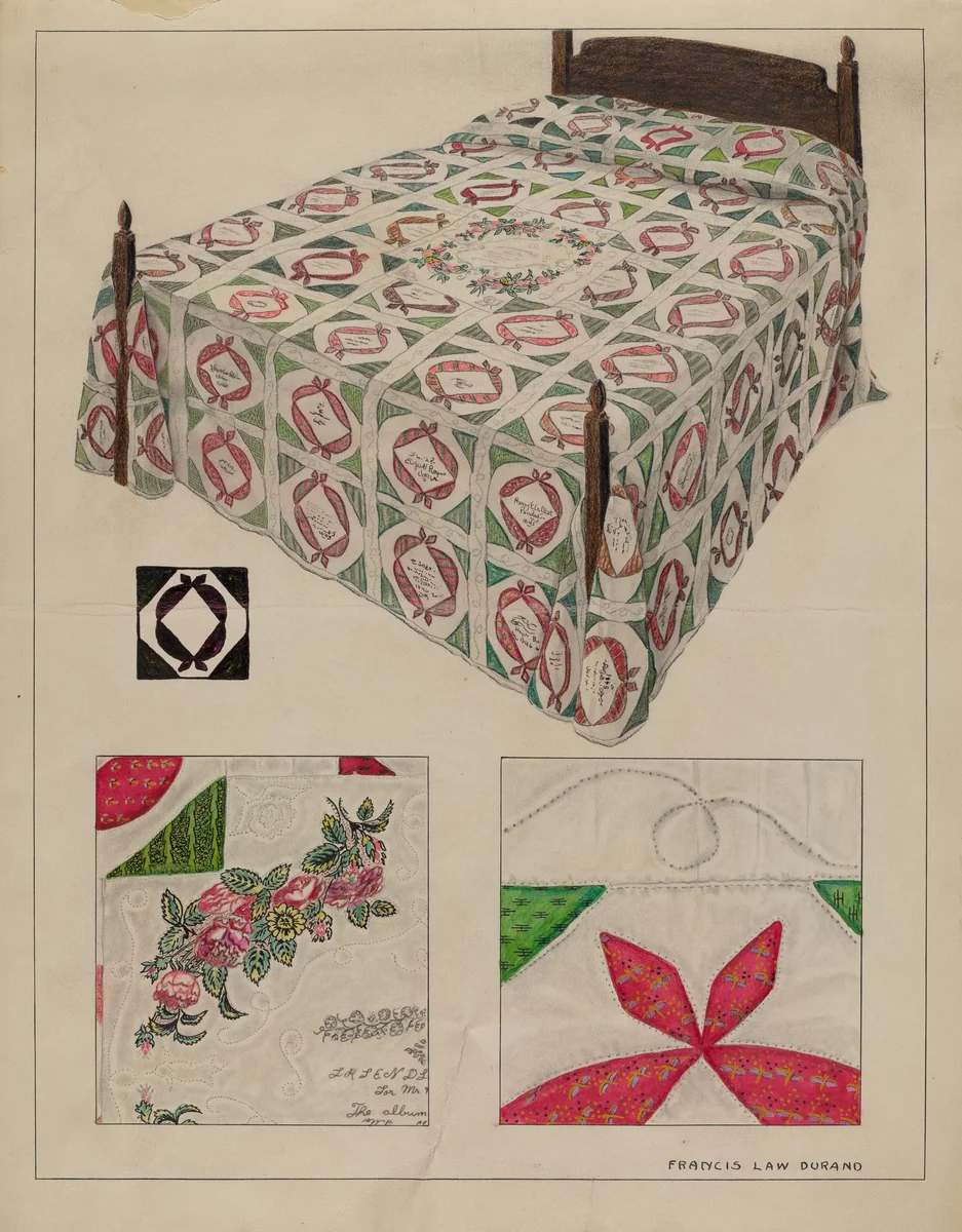 Quilt by Francis Law Durand, index of american design, 1935-1942