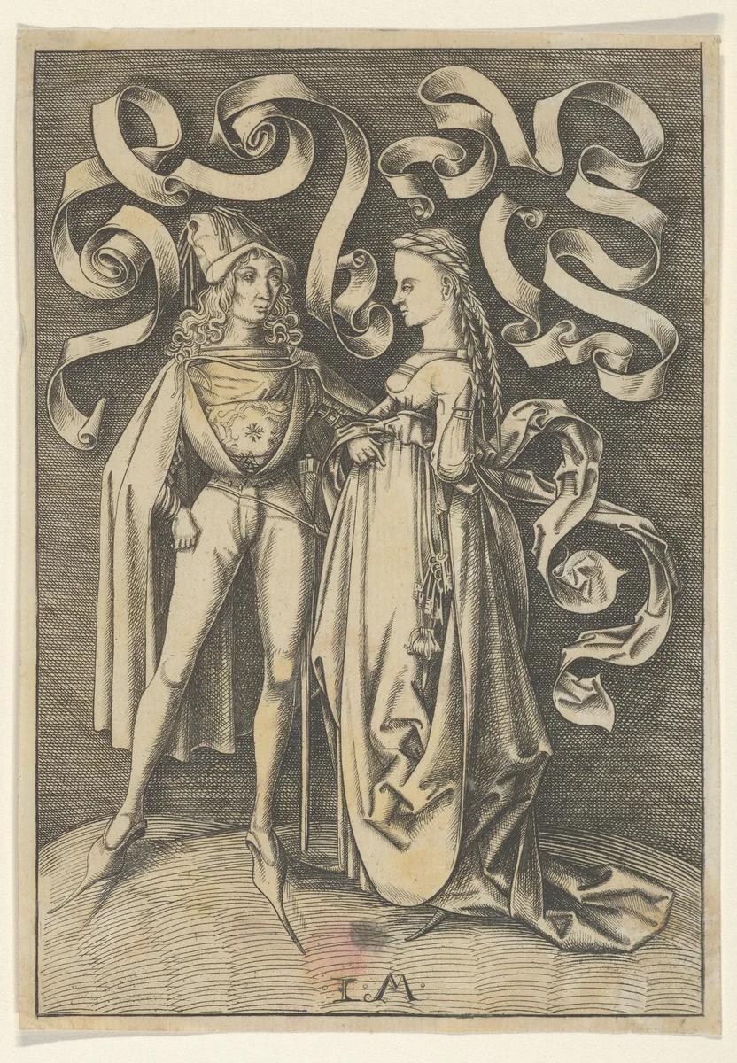 The Knight and the Lady by anonymous, print, 1495-1550