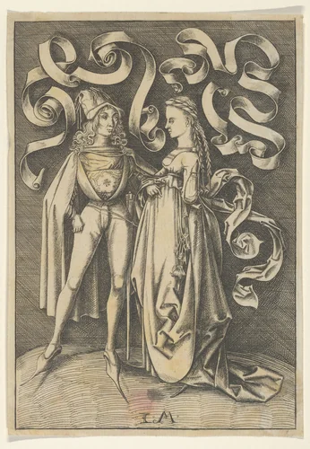 The Knight and the Lady by anonymous, print, 1495-1550