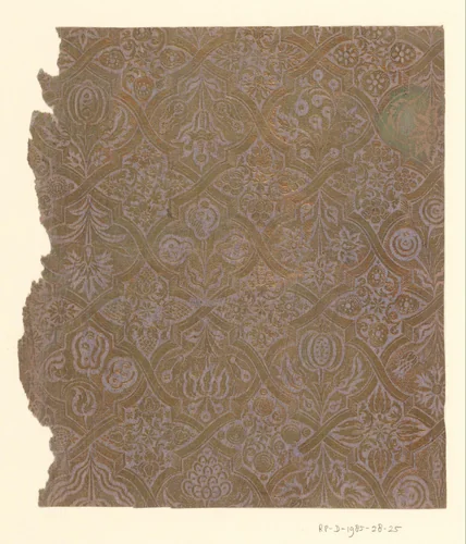 Blad met ruitenpatroon van bloemen en ornamenten by anonymous, other, 1700-1850