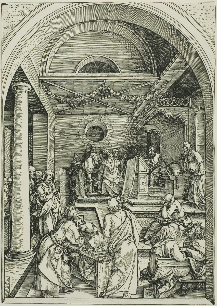 Christ Among the Doctors, from The Life of the Virgin by Albrecht Dürer, print, 1503