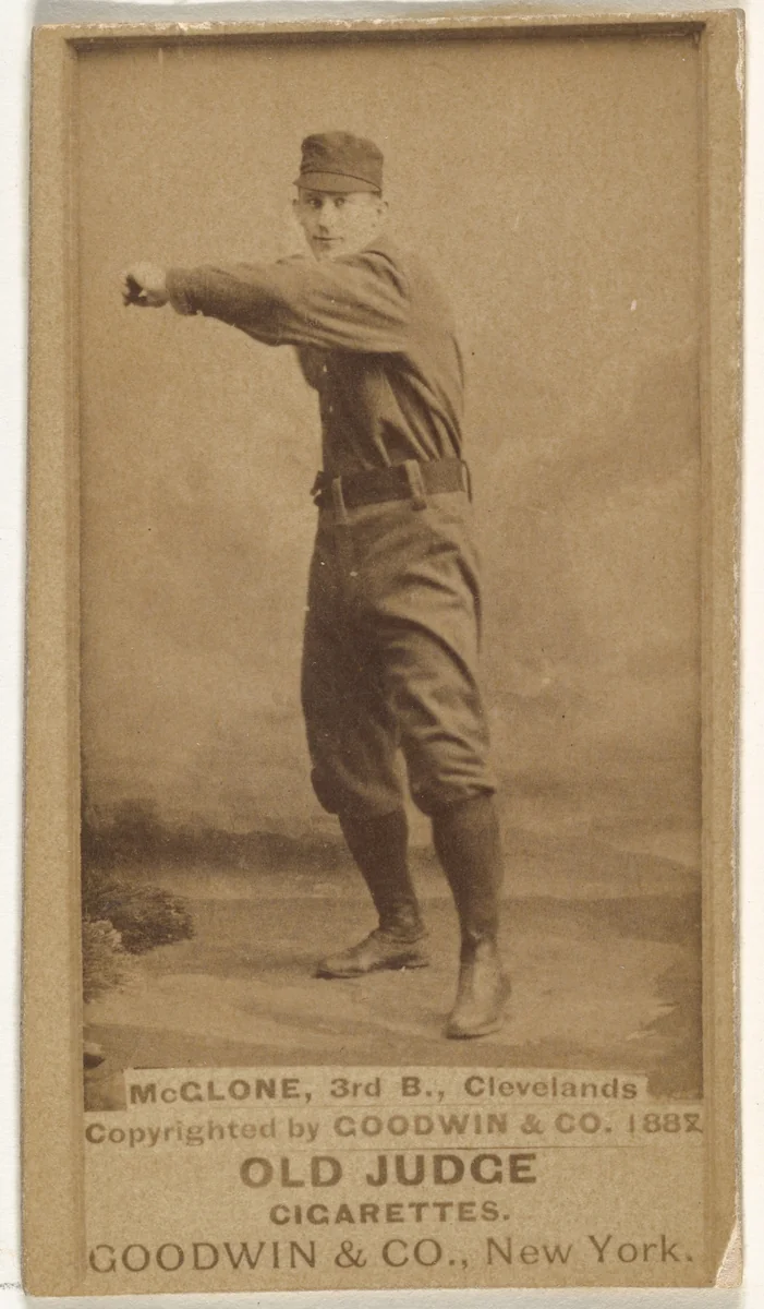 John T. McGlone, 3rd Base, Cleveland, from the Old Judge series (N172) for Old Judge Cigarettes by Goodwin & Company, photograph, 1887