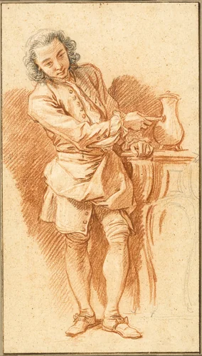 Study of Valet with Coffee Pot by François Boucher, drawing, 1734-1744