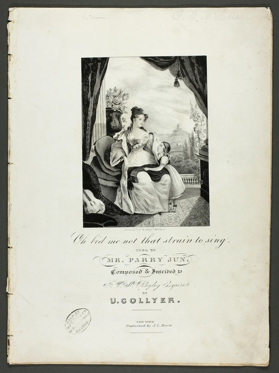 O' Bid Me Not that Strain to Sing by Pendleton's Lithography, print, 1825
