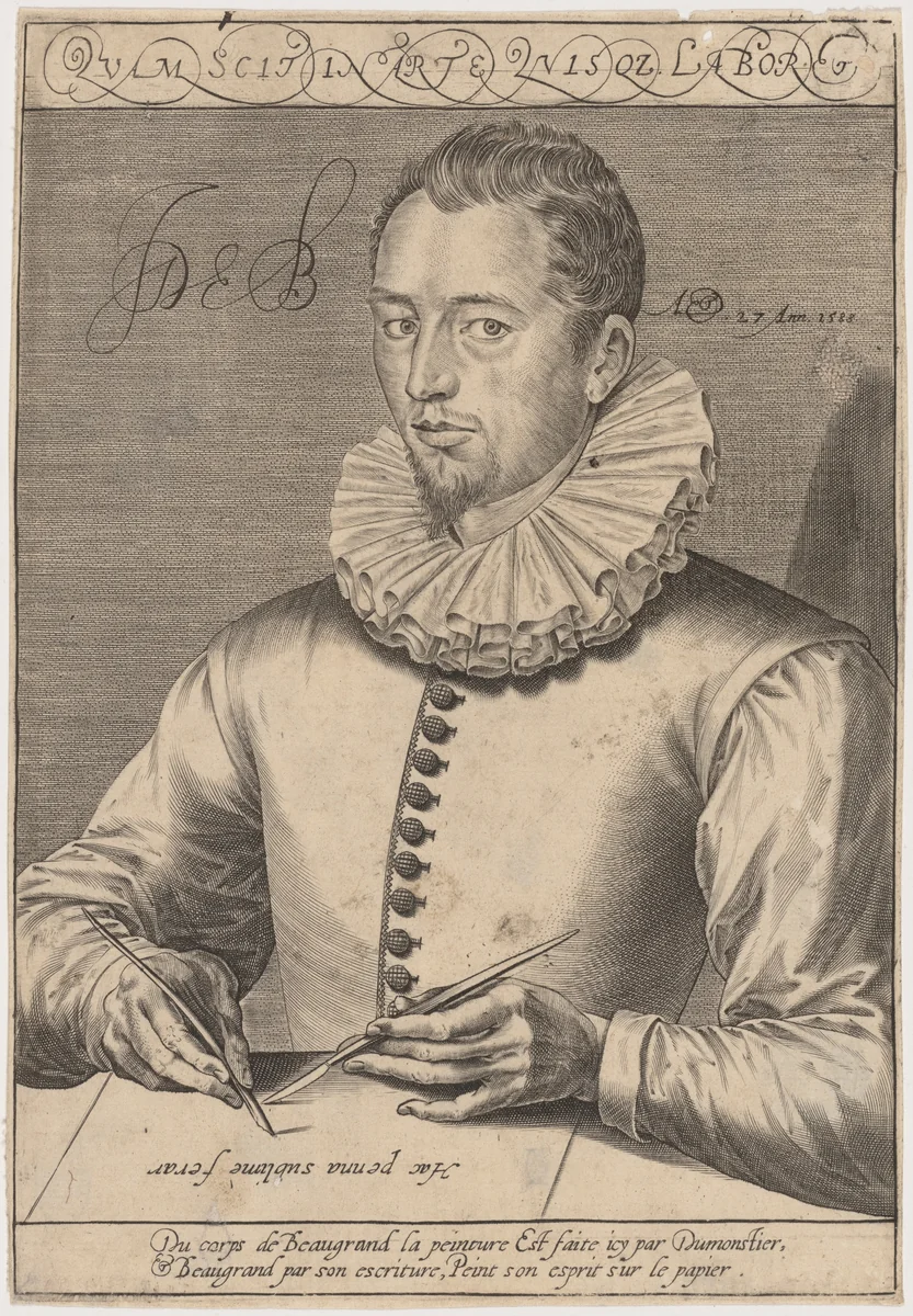 Jean de Beaugrand by Thomas de Leu; Pierre Dumonstier I, print, 1588