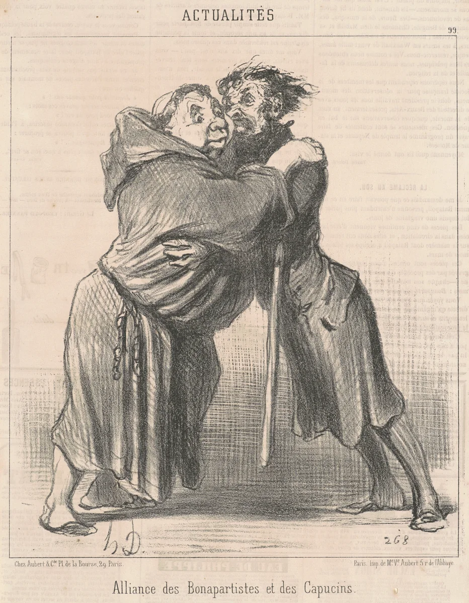 Alliance des Bonapartistes et des Capucins by Honoré Daumier, print, 1851