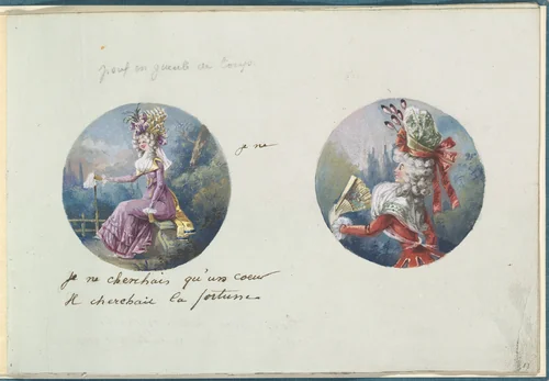 Two Costume Designs or Portrait Types by anonymous, other, 1785-1790