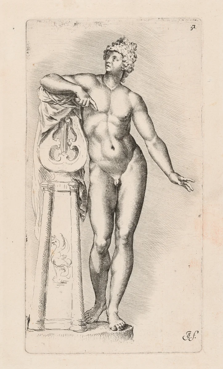 Apollo Sauroctonos by Jan de Bisschop, print, 1668-1669