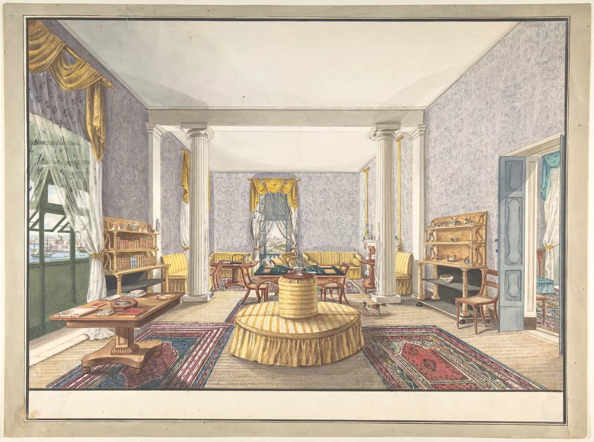 Design for interior by Charles de Brocktorff, drawing, 1825-1835
