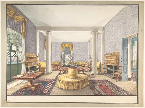 Design for interior by Charles de Brocktorff, drawing, 1825-1835