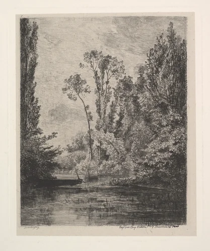 The Virgin Islands at Bezon (The Fish Pond) by Charles-François Daubigny, print, 1850