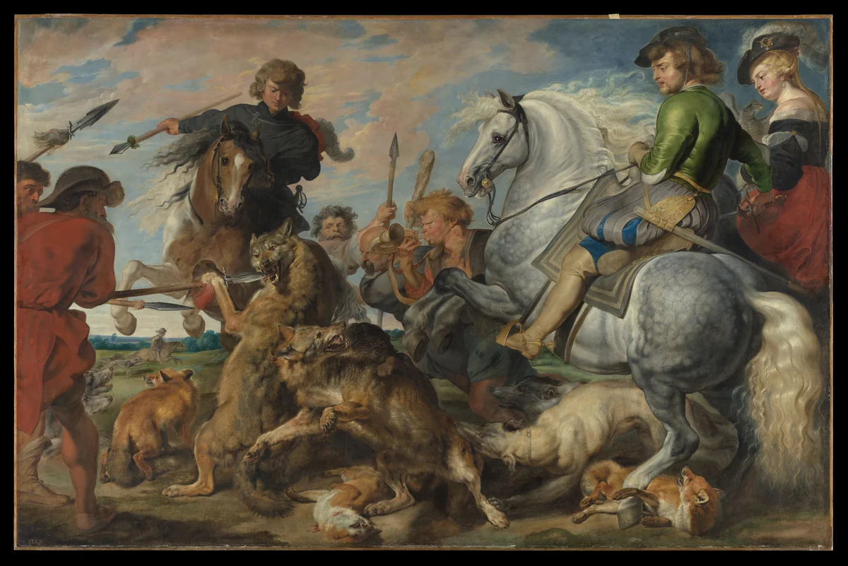 Wolf and Fox Hunt by Peter Paul Rubens, painting, 1611-1621