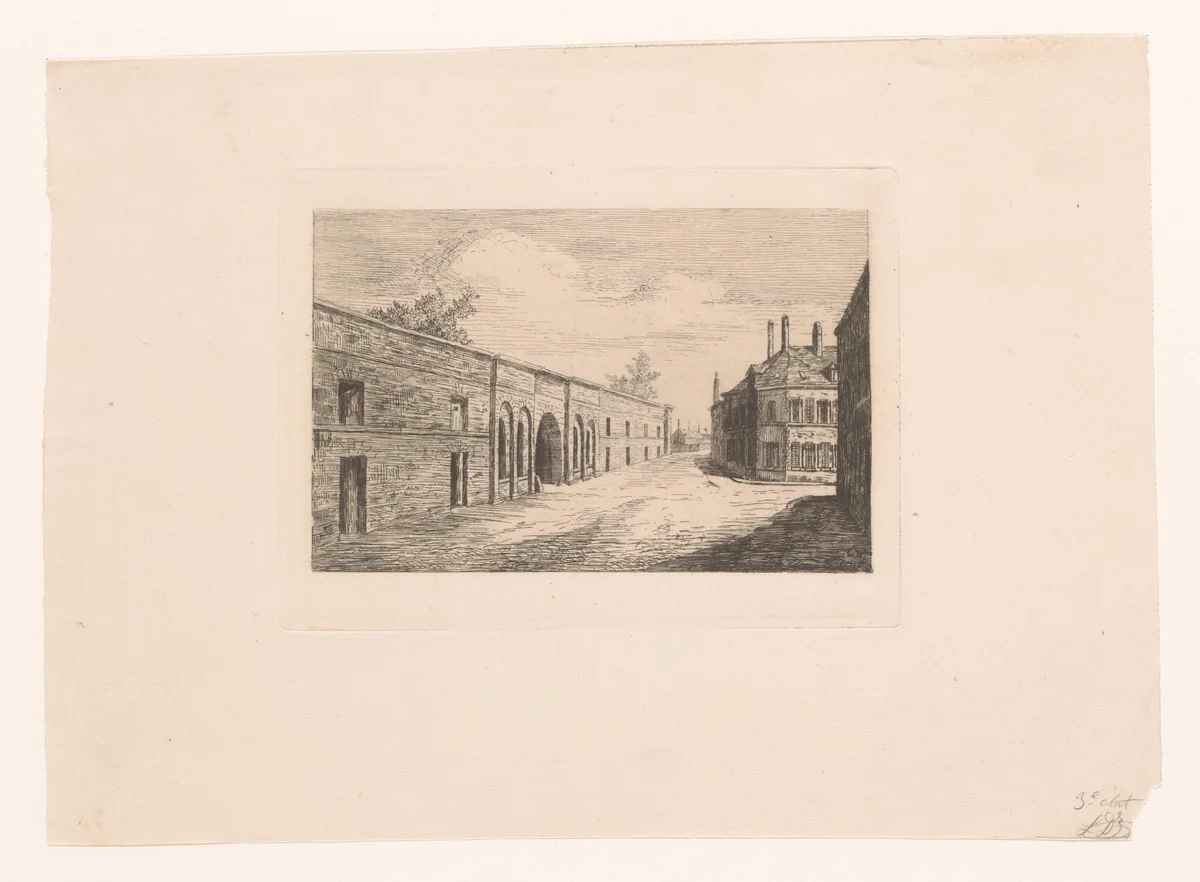 Gezicht op de Porte d'Havré te Mons by Léon Dolez, print, 1875-1878
