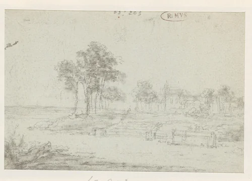 Kerkje op een hoogte by Georges Michel, drawing, 1773-1843