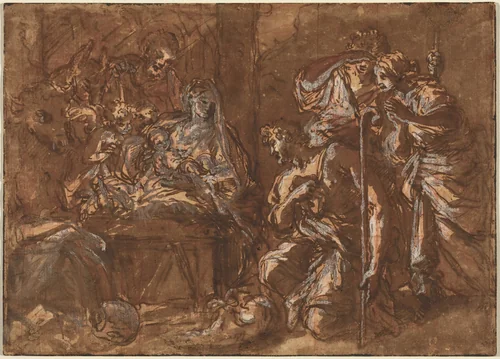 The Adoration of the Shepherds by Giuseppe Passeri, drawing, 1654-1714