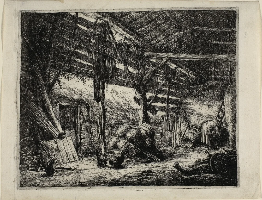 The Barn by Adriaen van Ostade, print, 1647