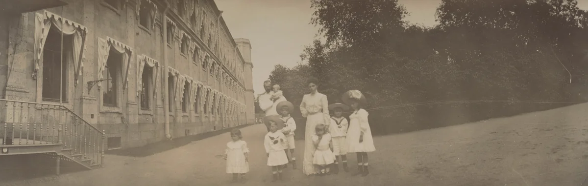 Grand Duke Alexander Mikhailovich and His Wife, Grand Duchess Xenia Alexandrovna With All Their Children, Gatchino by Unidentified Photographer, photograph, 1903