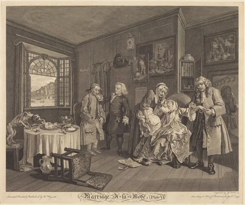 Marriage a la Mode: pl.6 by Louis Gerard Scotin; William Hogarth, print, 1745
