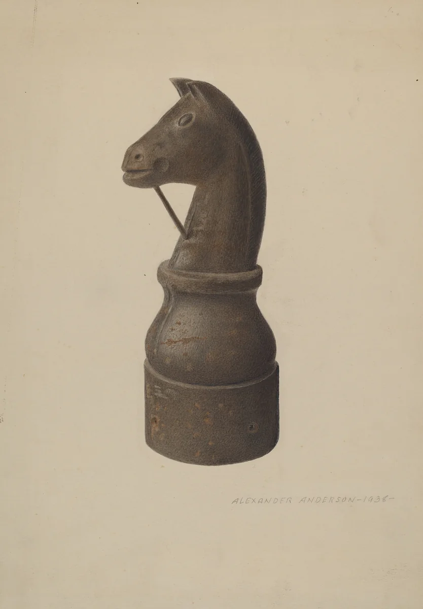 Horse Head Hitching Post by Alexander Anderson, index of american design, 1938