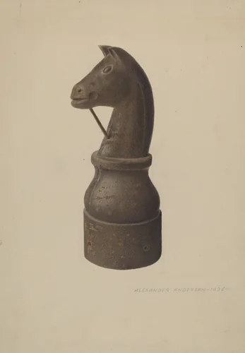 Horse Head Hitching Post by Alexander Anderson, index of american design, 1938