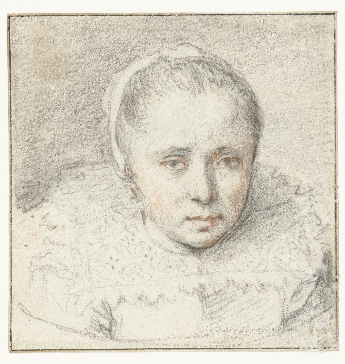 Portret van een jonge vrouw by Unknown, drawing, 1575-1635