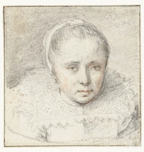 Portret van een jonge vrouw by Unknown, drawing, 1575-1635